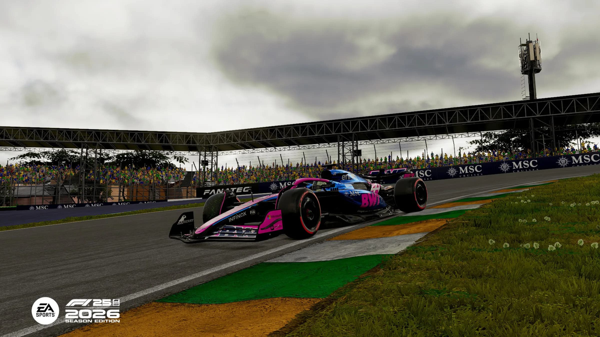 Foto de Interlagos no F1 26 com um carro na pista